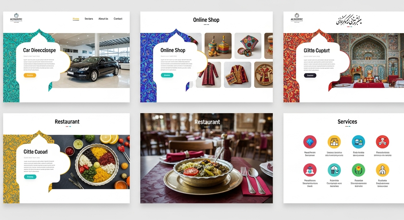 طراحی سایت برای اصناف مختلف با بخش‌های فروش آنلاین و نمایشگاه خودرو