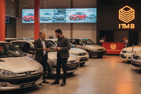 نمایشگاه خودرو دست دوم در رفسنجان با خودروهایی از برندهای مختلف و مشاوره فروشندگان به خریداران.